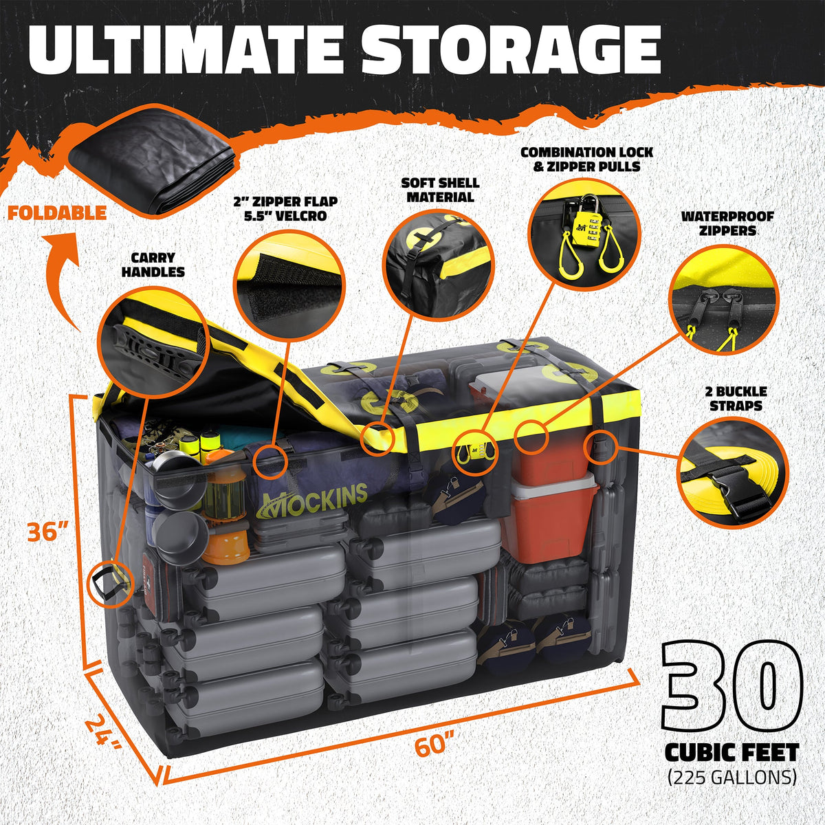 60"x24"x14" High Rail Hitch Carrier & 30 Cu Ft Cargo Bag