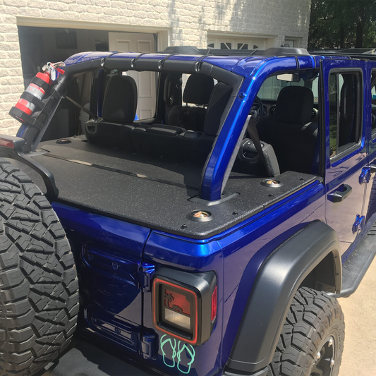 Jeep Wrangler JLU 4-Door Cargo Cover wood and rhino lined