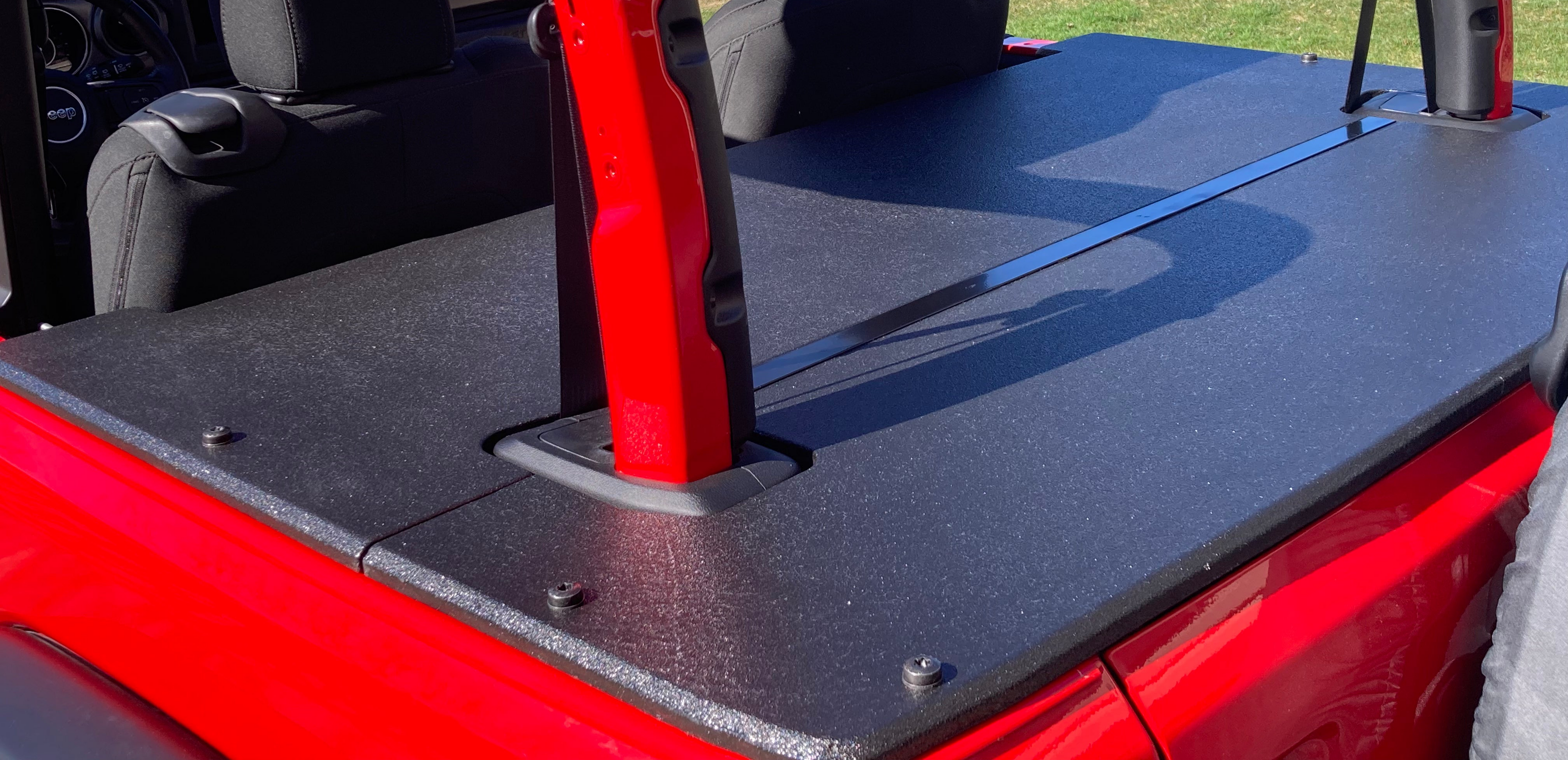 JFTops 2 Door JL Wood Rhino Lined Tonneau Cargo Cover