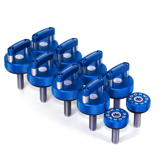FORD BRONCO 2 DOOR 10 PIECE SET, 8 Hard Top Quick Removal Fastener Thumb Screws, integrated D Ring Billet Aluminum + 2 Torx  T40 V2  Forward Bolts
