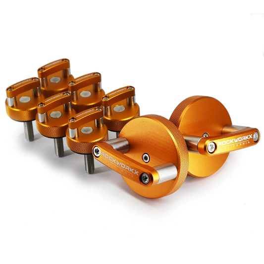 JK/JKU Quick Removal Fastener Thumb Screw Mounting Knob Set 6 and 2 Mounting Knobs Orange