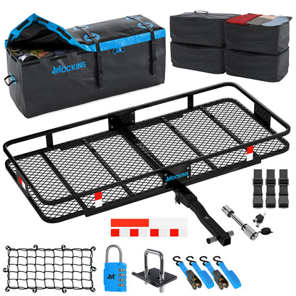60"x20"x6" Hitch Carrier & 16 Cu Ft Cargo Bag + Packing Cubes