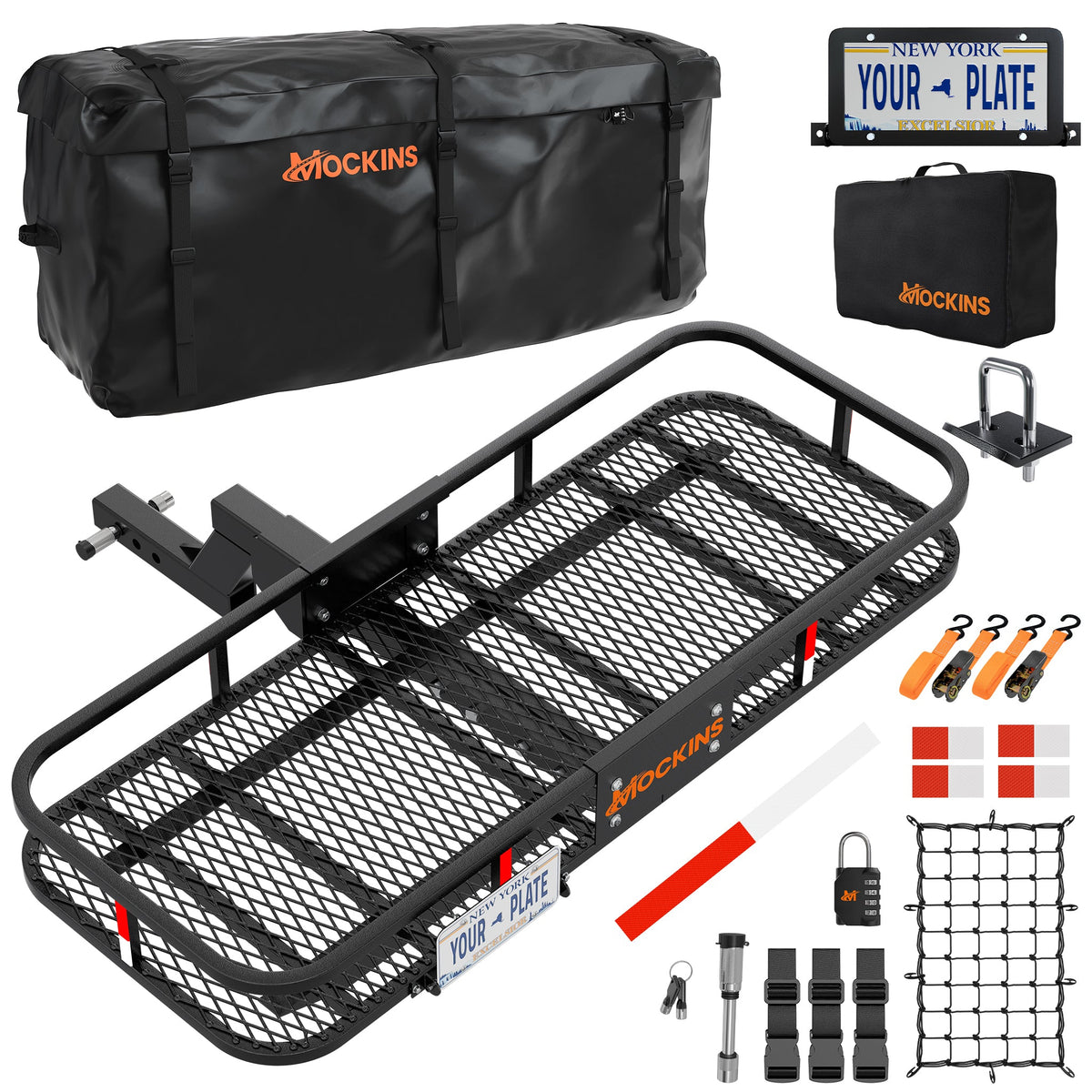 60"x20"x6" Hitch Carrier with 6" Shank Rise & 16 Cu Ft Cargo Bag