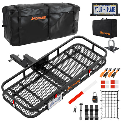 60"x20"x6" Hitch Carrier with 6" Shank Rise & 16 Cu Ft Cargo Bag