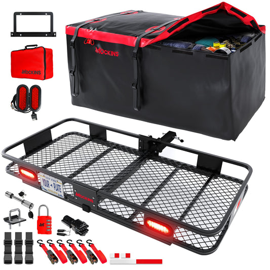70"x30"x6" XL Hitch Carrier + Rear Lights & 40 Cu Ft Cargo Bag