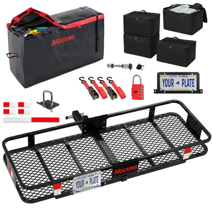 48"x18"x6" Hitch Carrier & 15 Cu Ft Cargo Bag + Packing Cubes