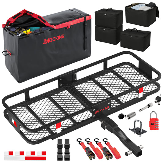 48"x18"x6" Hitch Carrier & 15 Cu Ft Cargo Bag + Packing Cubes