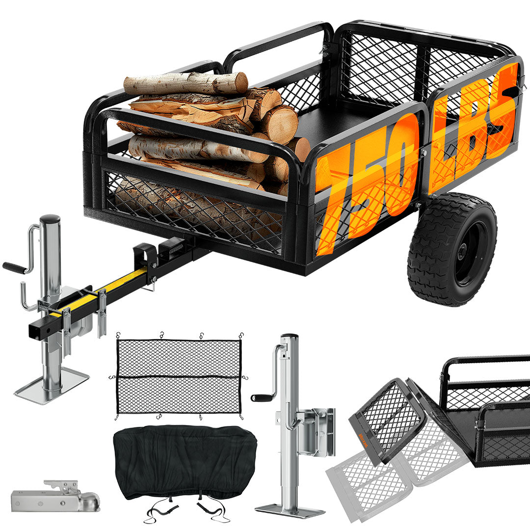 55"x30"x15" Utility Trailer with Ramp & Attachable Jack Stand