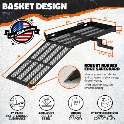 60"x30"x5" Wheelchair Hitch Carrier with Ramp