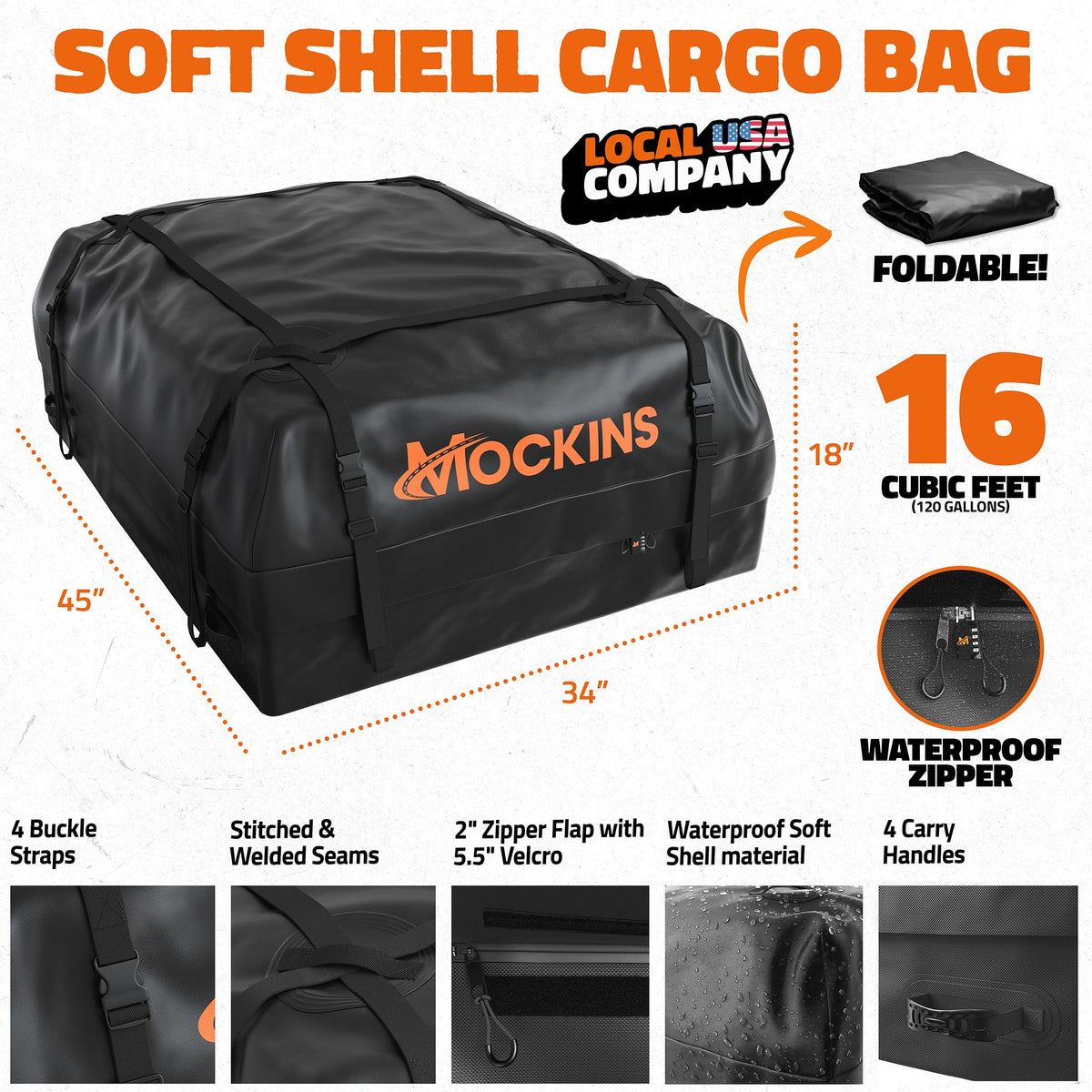 16 Cu Ft Rooftop Bag 45"x34"x18"