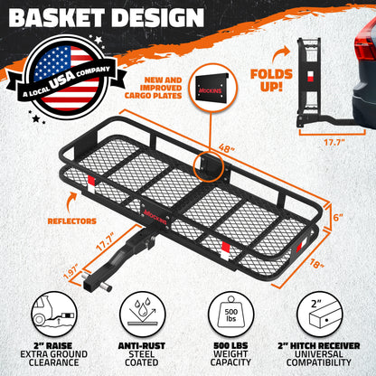 48"x18"x6" Hitch Carrier & 15 Cu Ft Cargo Bag + Packing Cubes