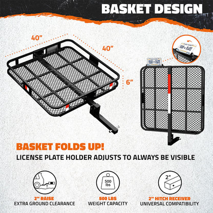 40"x40"x6" Square Hitch Carrier & 30 Cu Ft Square Cargo Bag