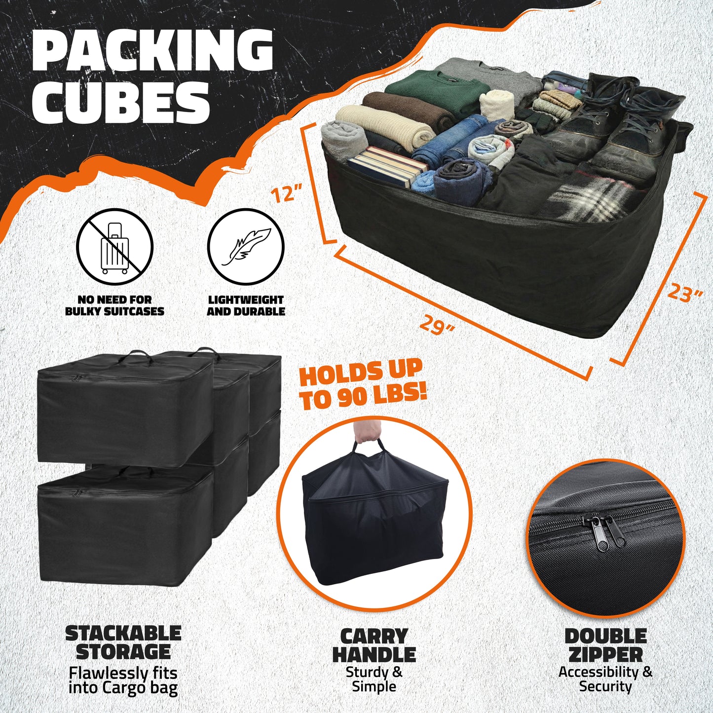 29"x23"x12" Cargo Bag Packing Cubes - Set of 6