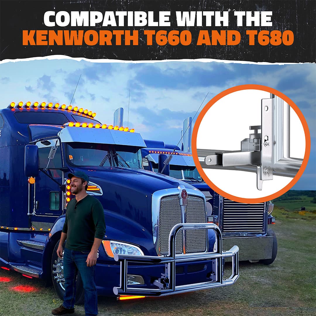 90"x11.5"x29" Front Bumper Guard with Mounting Brackets for Kenworth T660 / T680 2007-2017