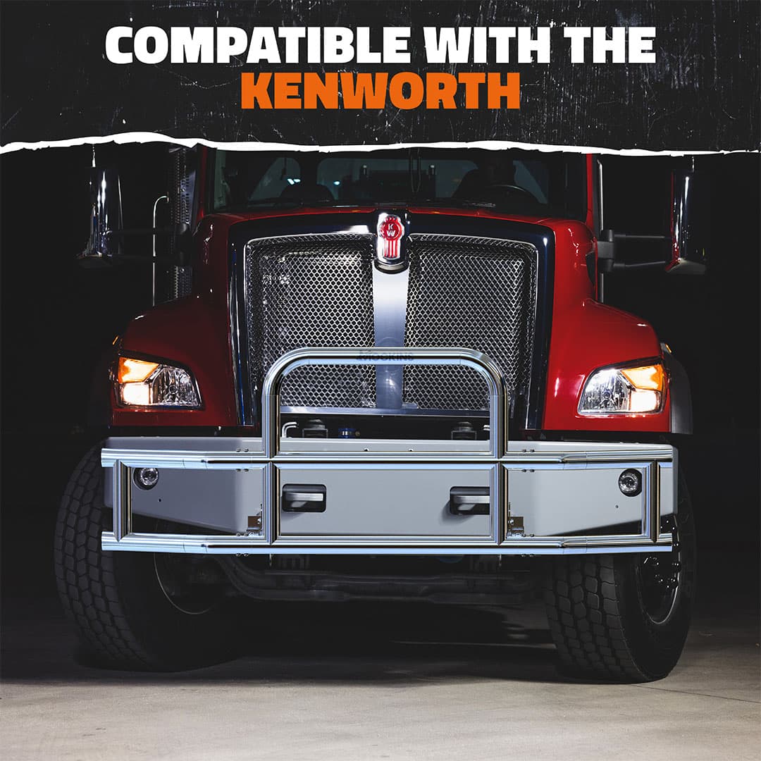 90"x11.5"x29" Front Bumper Guard with Mounting Brackets for Kenworth T660 T680 2021-2025