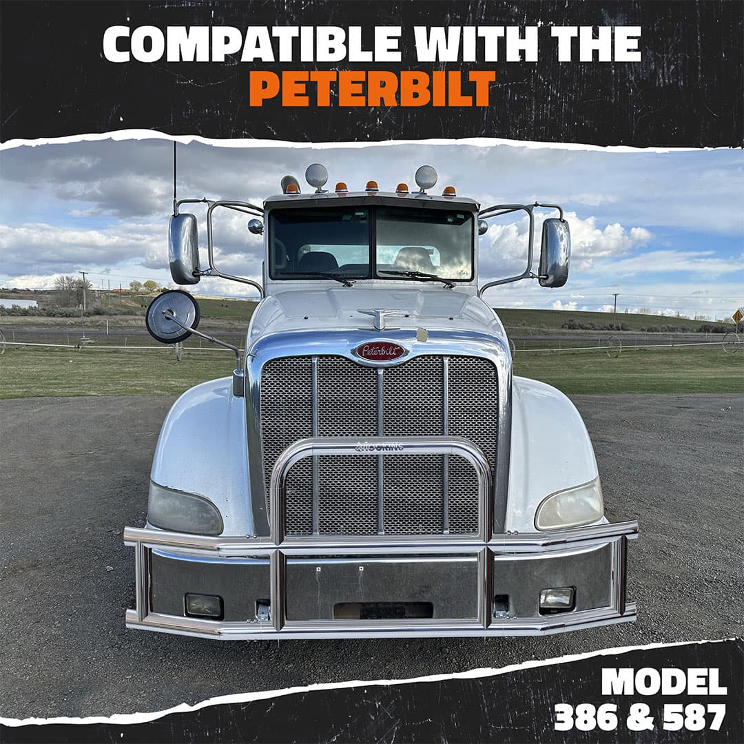 90"x11.5"x29" Front Bumper Guard with Mounting Brackets for Peterbilt 386 / 587 2006-2012