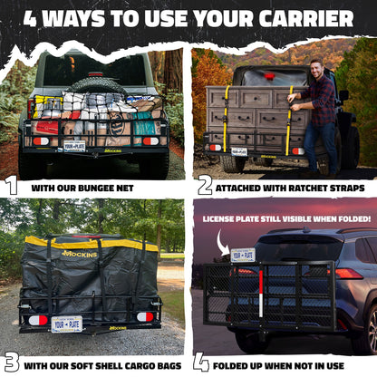 60"x24"x14" High Rail Hitch Carrier & 30 Cu Ft Cargo Bag