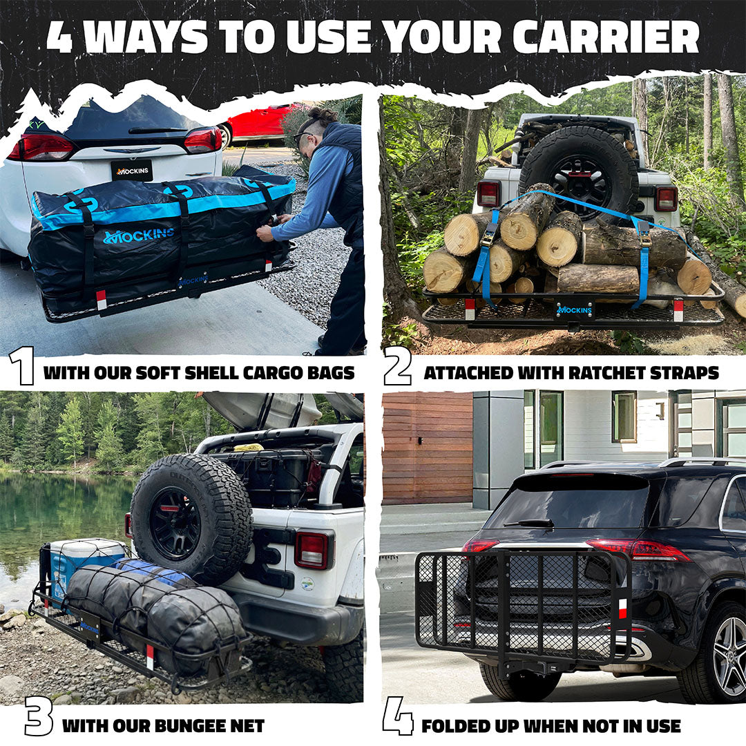 60"x20"x6" Hitch Carrier & 16 Cu Ft Cargo Bag