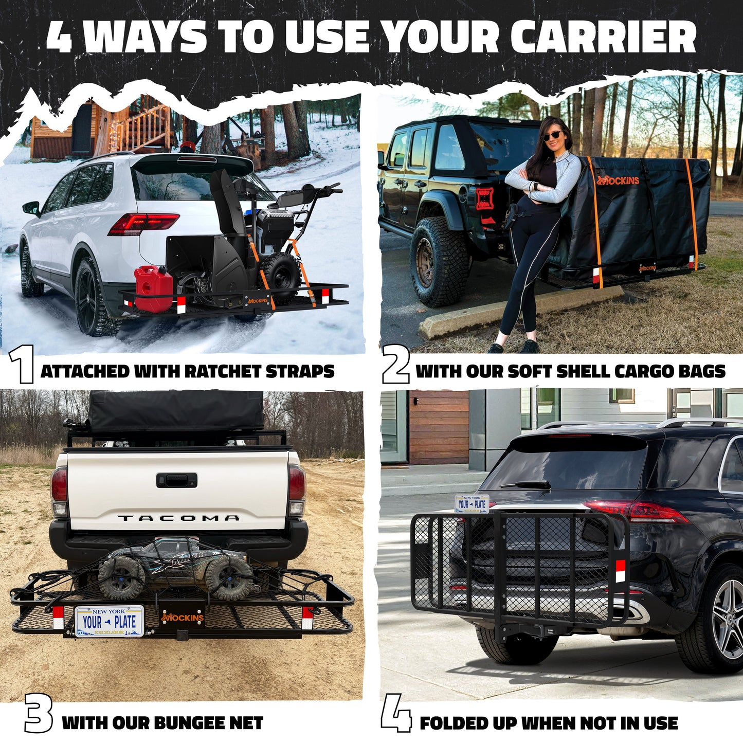 60"x20"x6" Hitch Carrier & 16 Cu Ft Cargo Bag