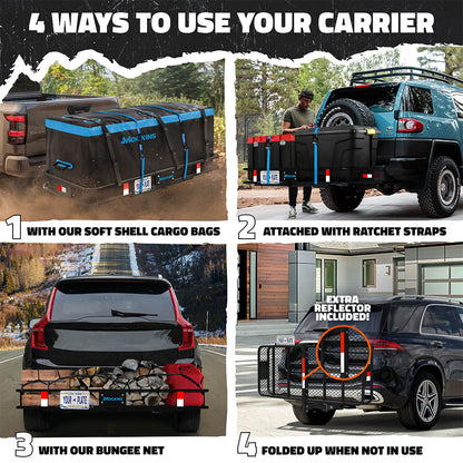 60"x24"x6" Hitch Carrier & 25 Cu Ft Cargo Bag | Built For The Long Haul