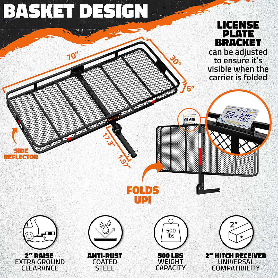 70"x30"x6" XL Cargo Hitch Carrier