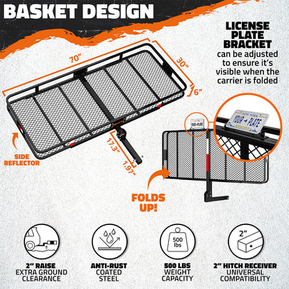 70"x30"x6" XL Cargo Hitch Carrier