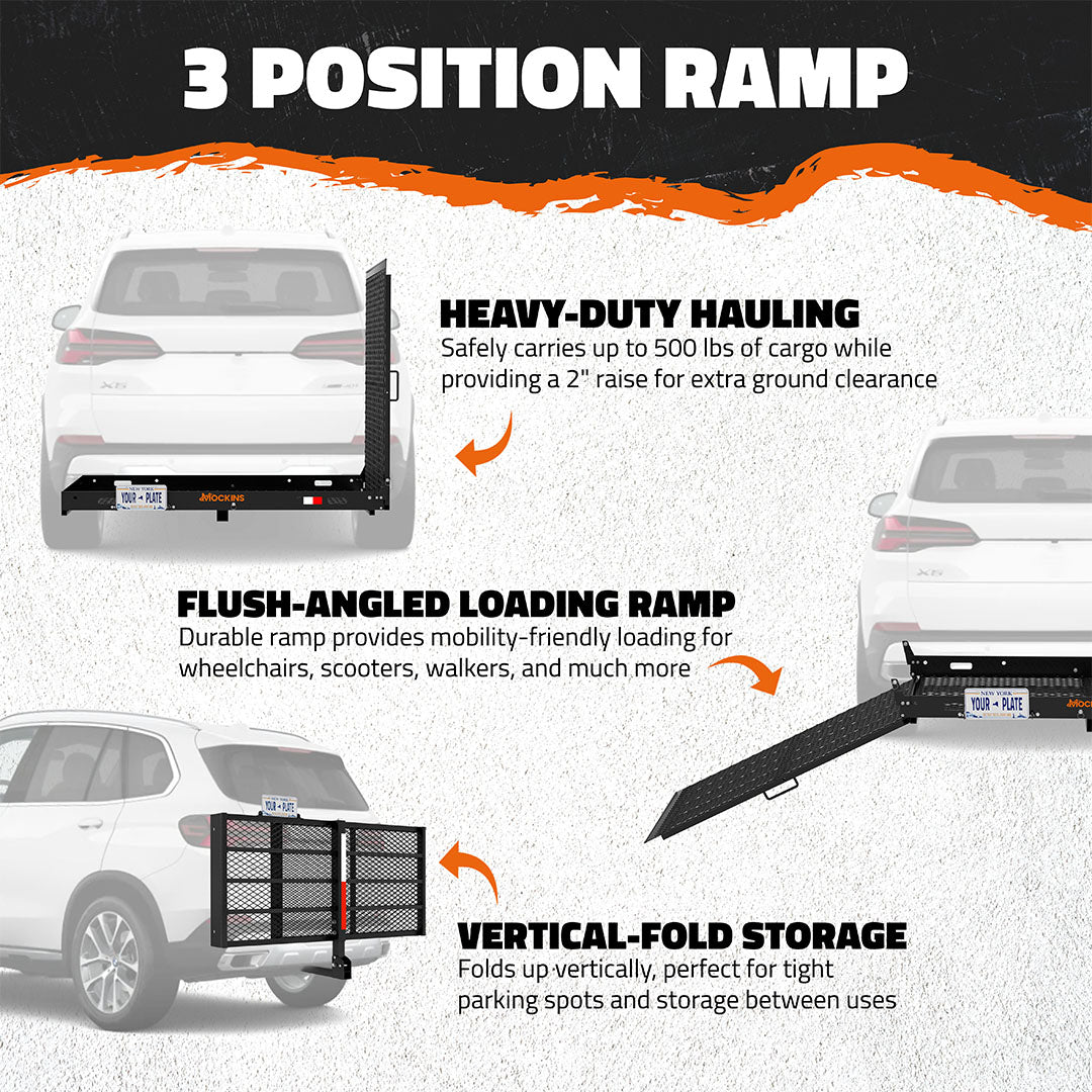 60"x30"x5" Wheelchair Hitch Carrier with Ramp
