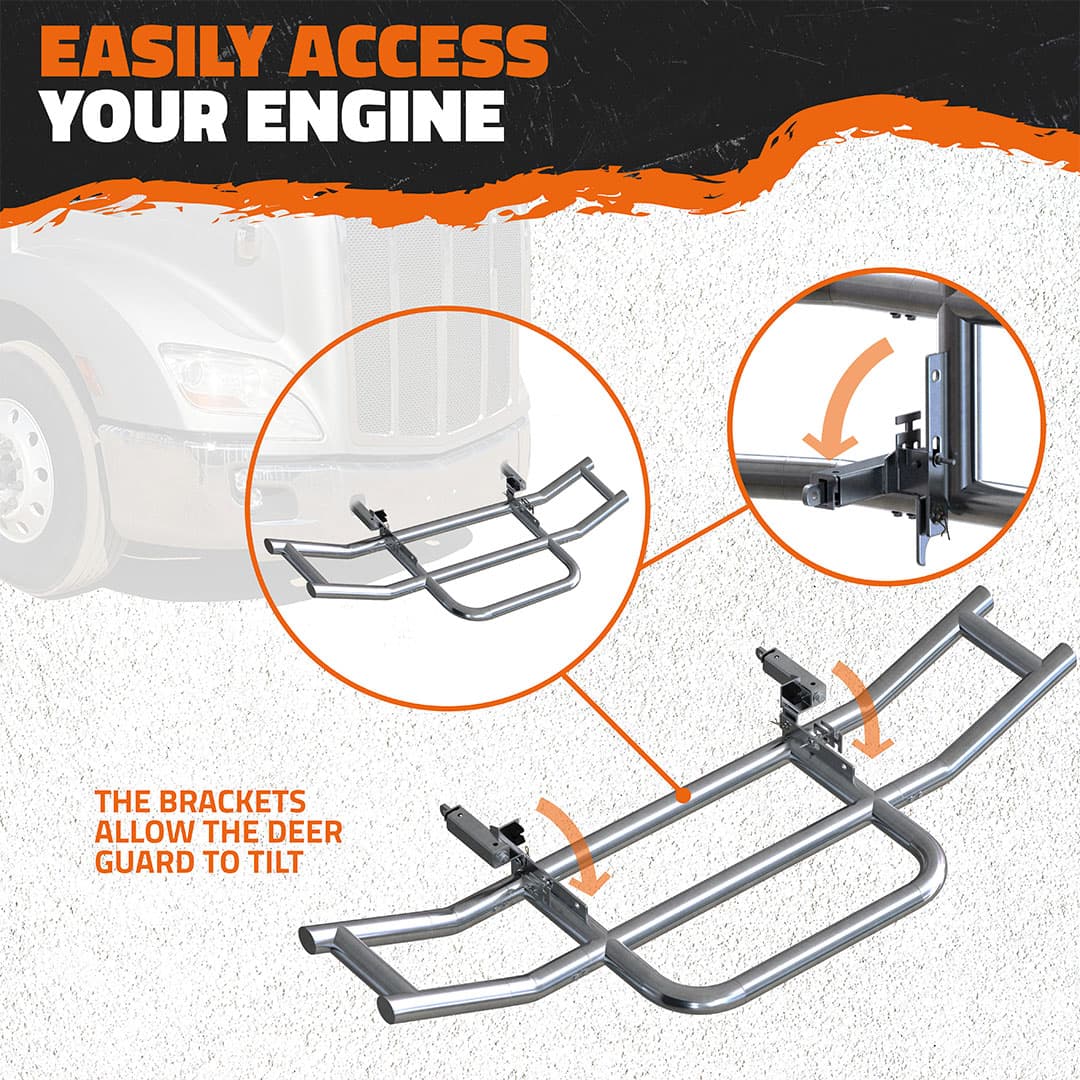 90"x11.5"x29" Front Bumper Guard with Mounting Brackets for Peterbilt 386 / 587 2006-2012