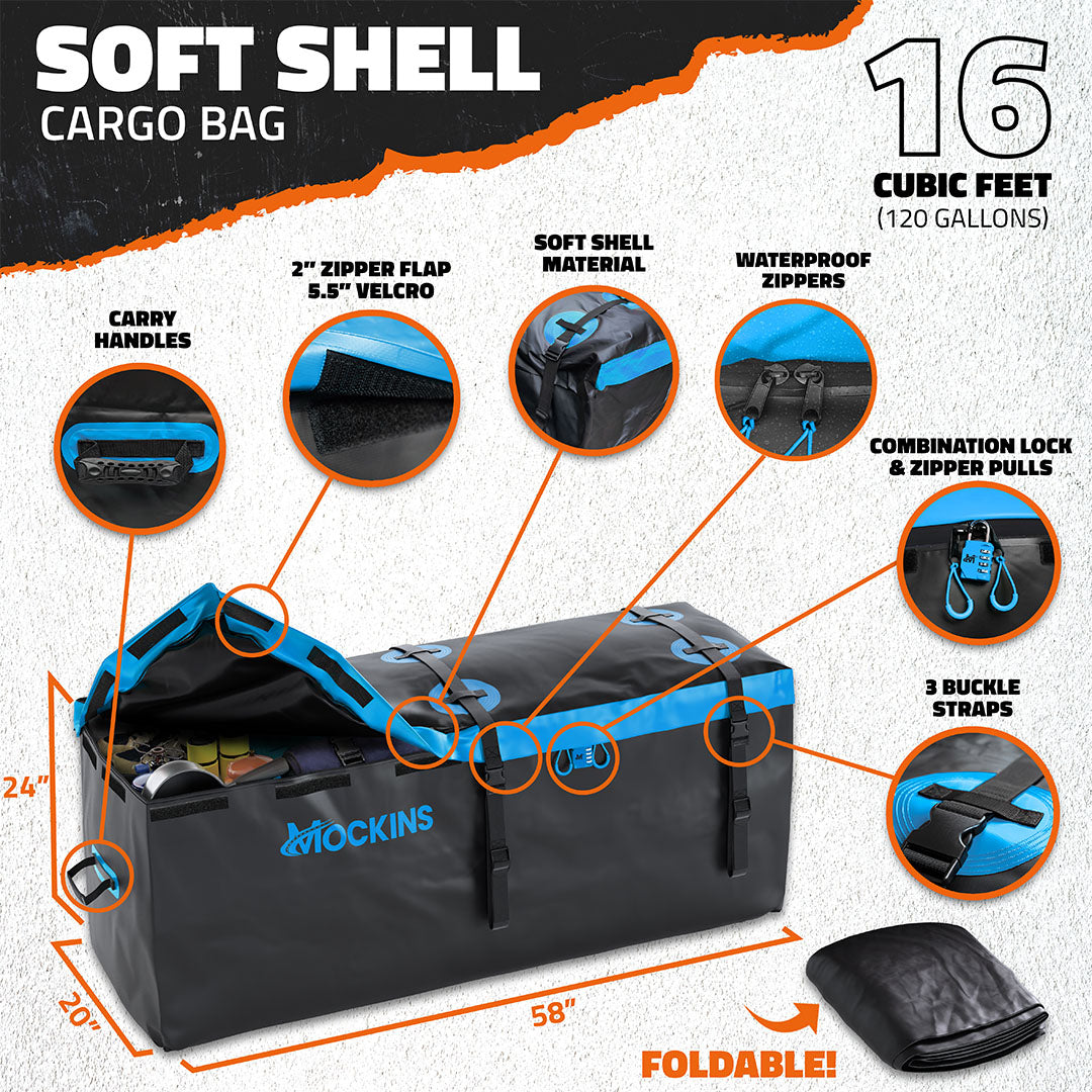 60"x20"x6" Hitch Carrier & 16 Cu Ft Cargo Bag