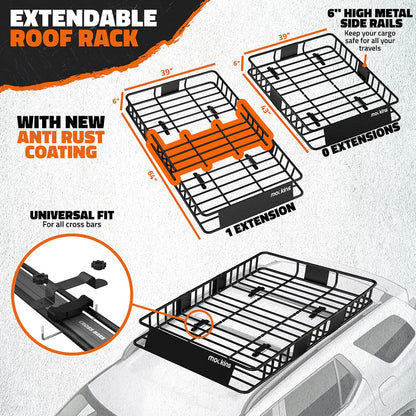 64"x39"x6" Extendable Roof Carrier & 16 Cu Ft Roof Bag