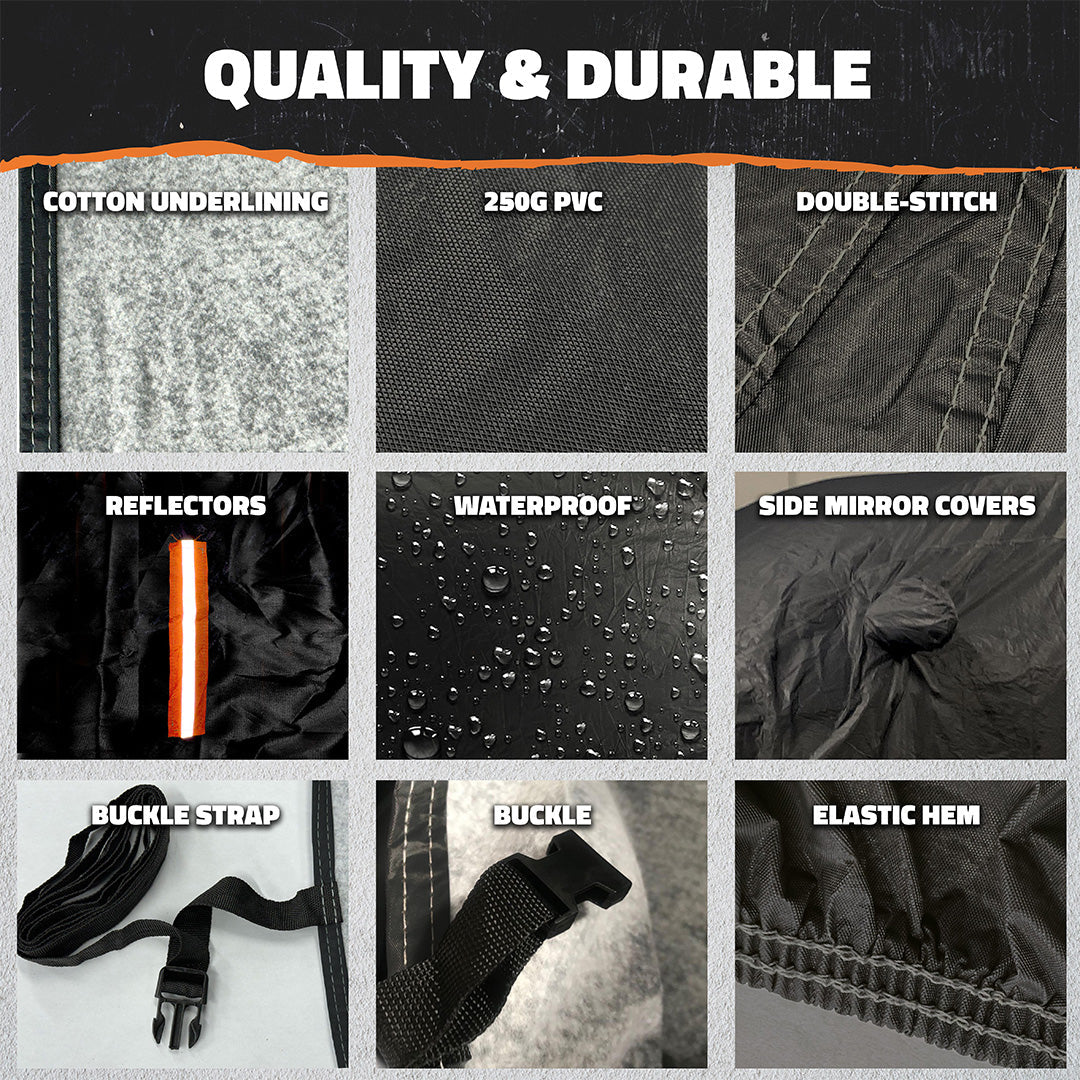 Heavy Duty Waterproof Sedan Covers - Cotton Lined