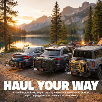 60"x20"x6" Hitch Carrier with 6" Shank Rise & 16 Cu Ft Cargo Bag