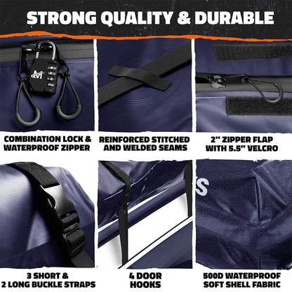 30 Cu Ft. Navy Blue Waterproof Roof Cargo Bag 60"x43"x20"