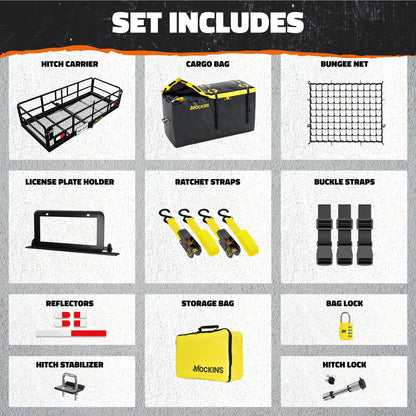 60"x24"x14" High Rail Hitch Carrier & 30 Cu Ft Cargo Bag