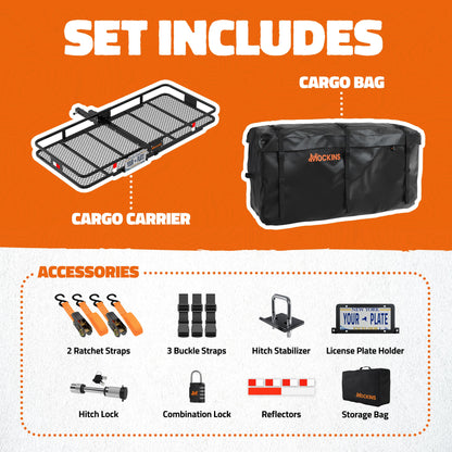 70"x30"x6" XL Hitch Carrier & 40 Cu Ft Cargo Bag