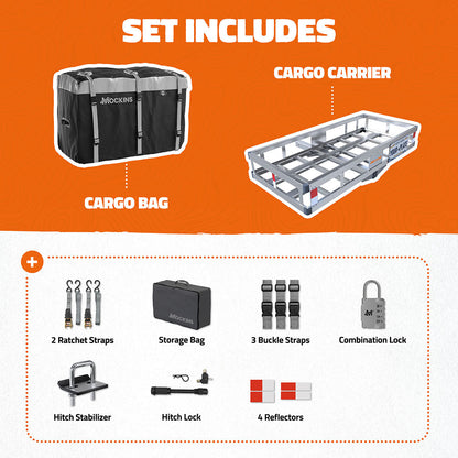 49"x22"x7" Aluminum Hitch Carrier & 20 Cu Ft Cargo Bag
