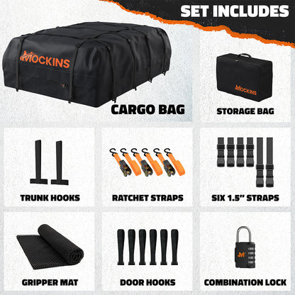 35 Cu Ft. Black Waterproof Roof Cargo Bag 60"x42"x24"