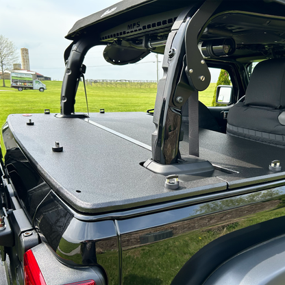 JFTops JL 2-Door Hardtop Tonneau Cargo Cover Wood and Rhino lined for 2024/2025 models