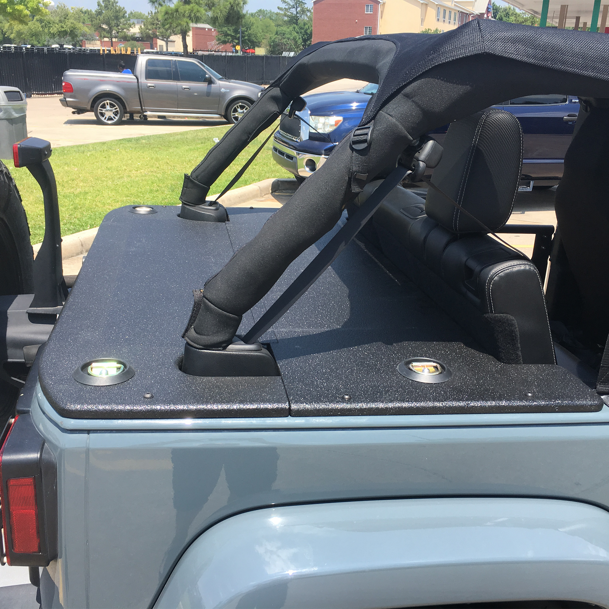 JFTops JKU Rhino Lined Cargo Cover on trunk, no top