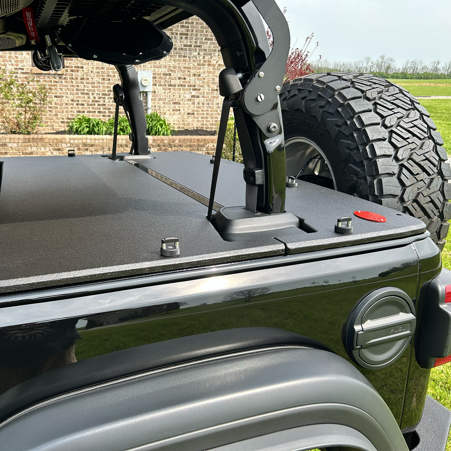 JFTops JL 2-Door Hardtop Tonneau Cargo Cover Wood and Rhino lined for 2024/2025 models