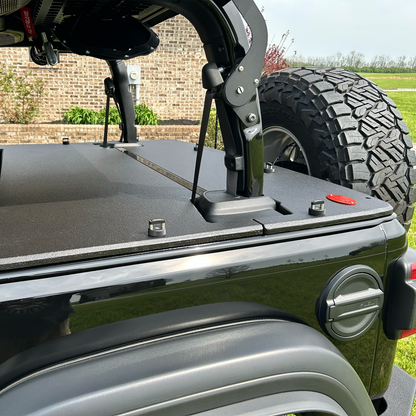 JFTops JL 2-Door Hardtop Tonneau Cargo Cover Wood and Rhino lined for 2024/2025 models