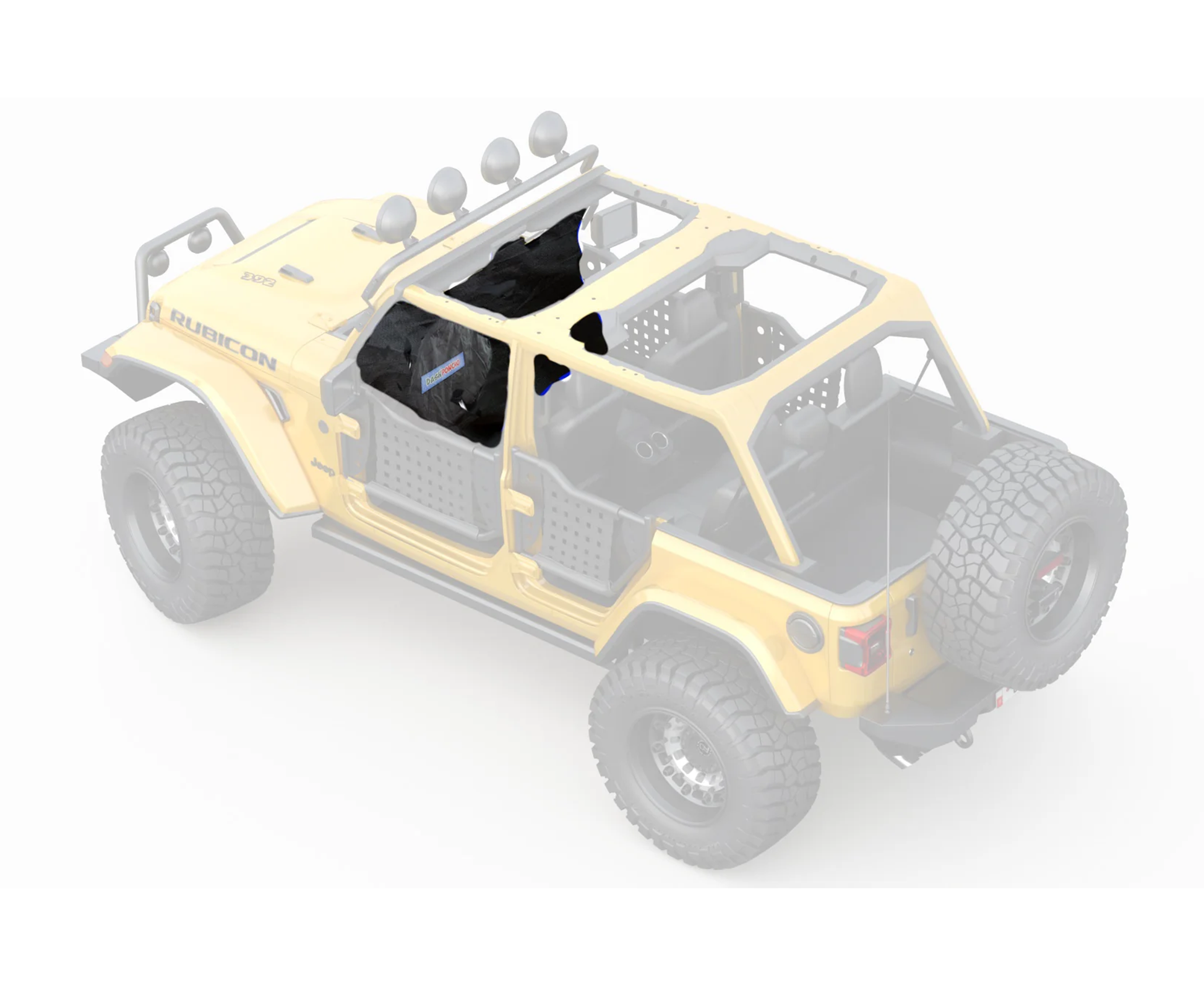 JK/JKU Jeep Wrangler Dash Poncho Rain Cover Illustration