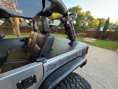 JFTops JKU bed topper 4 door aluminum side view install