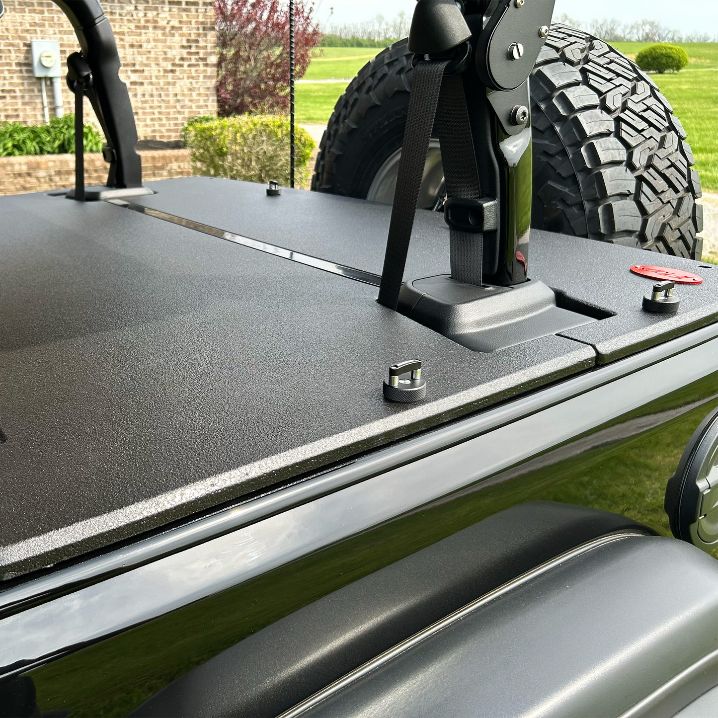 JFTops JL 2-Door Hardtop Tonneau Cargo Cover Wood and Rhino lined for 2024/2025 models