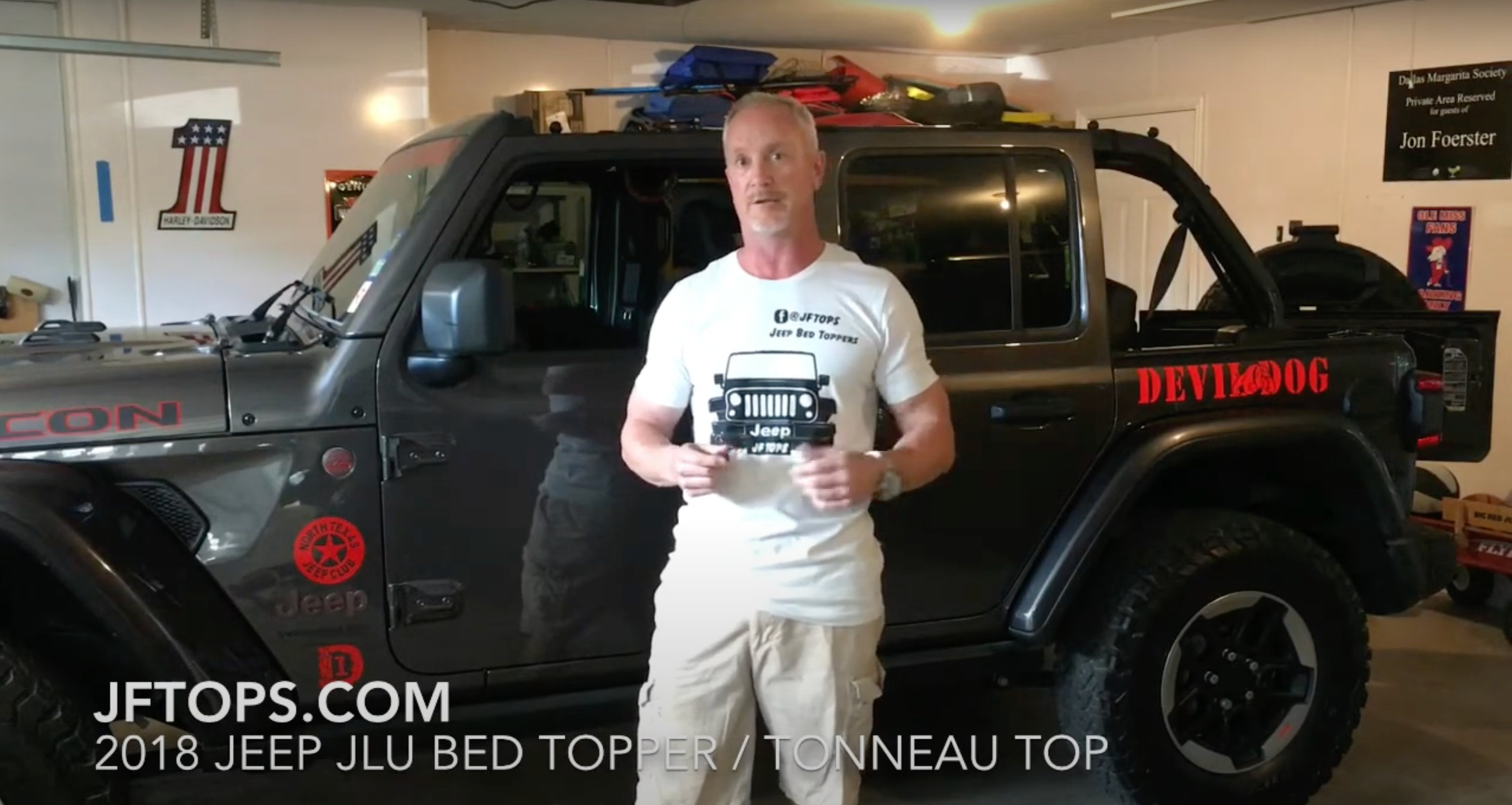 Load video: JFTops 2018 Jeep JLU Toneau cover Install video