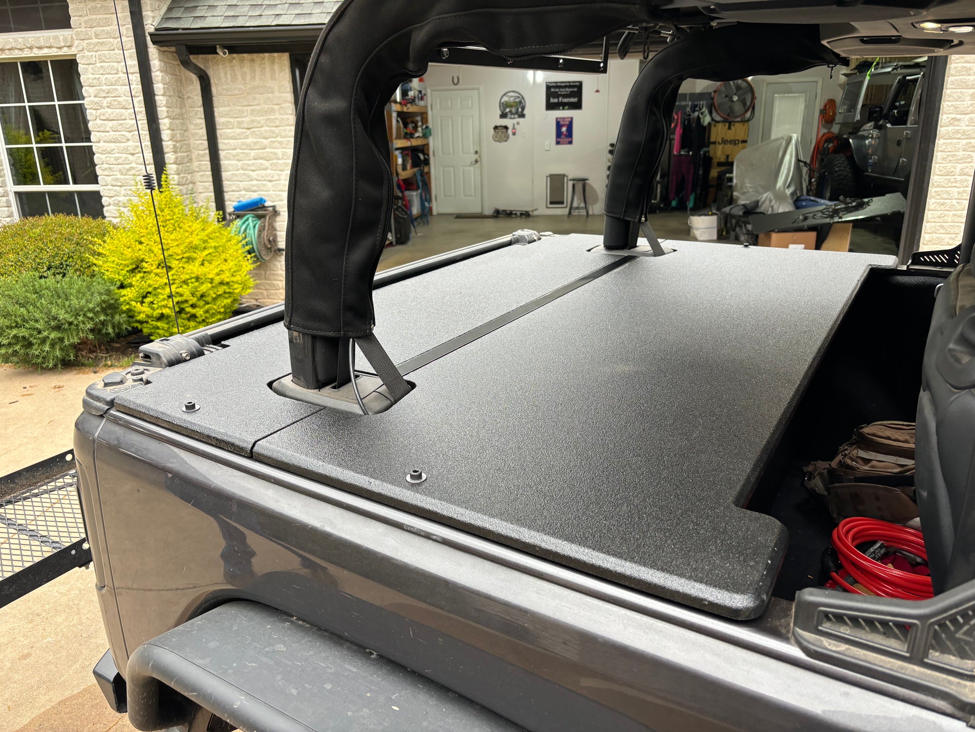 Side View of a JFtops 2-door rhino lined soft top carg cover 