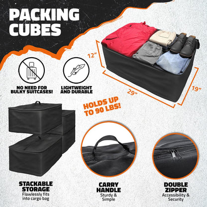 60"x20"x6" Hitch Carrier & 16 Cu Ft Cargo Bag + Packing Cubes