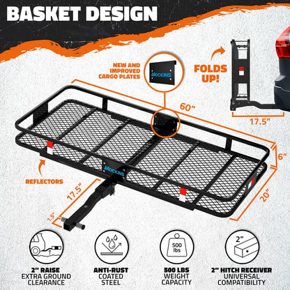 60"x20"x6" Hitch Carrier & 16 Cu Ft Cargo Bag + Packing Cubes
