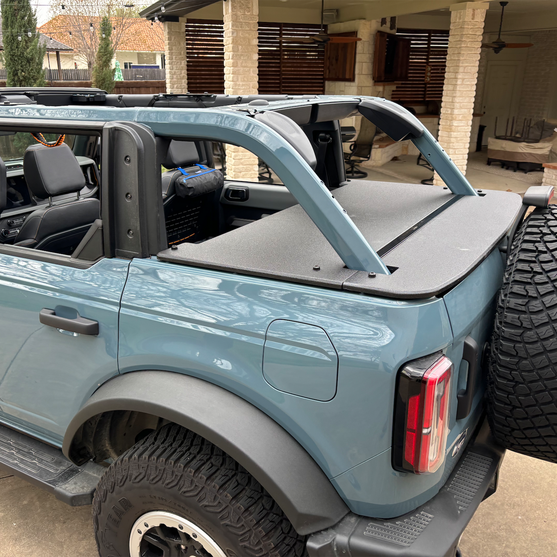 Cactus Gray Bronco with JFTops Hardtop cargo cover installed