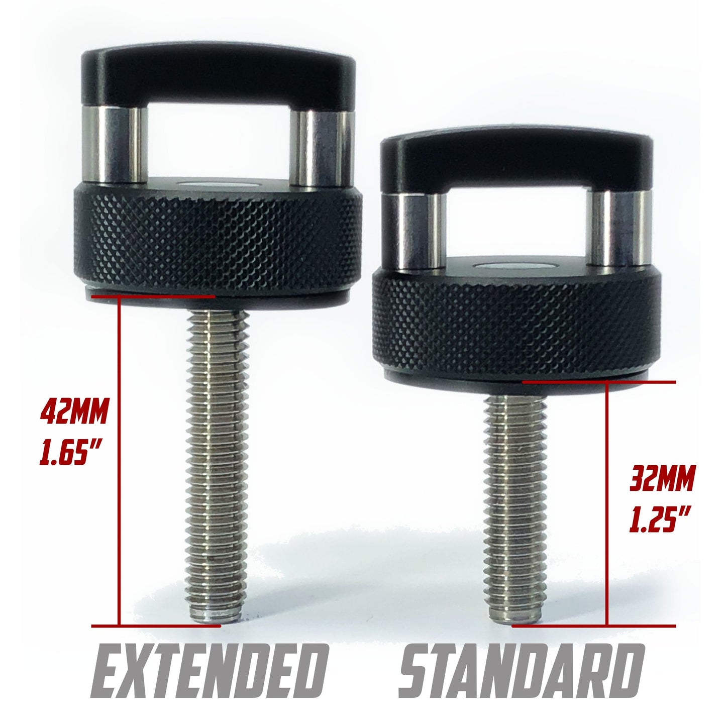 Jeep Hard Top Quick Removal Fastener Thumb Screw, integrated D Ring, Billet Aluminum (Six Piece Set) EXTENDED REACH
